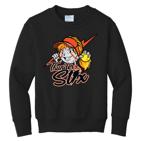 Thunder Stix Softball 2026 Logo 3 - Youth Core Fleece Crewneck Sweatshirt Thumbnail