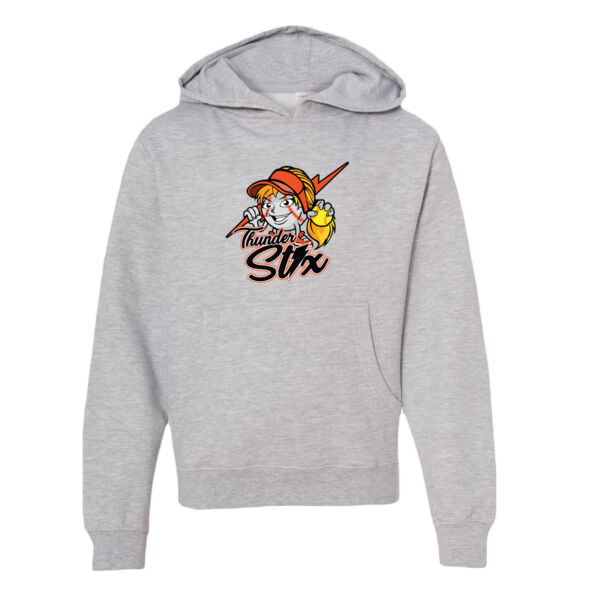 Thunder Stix Softball 2026 Logo 3 - Youth Midweight Hooded Sweatshirt Thumbnail